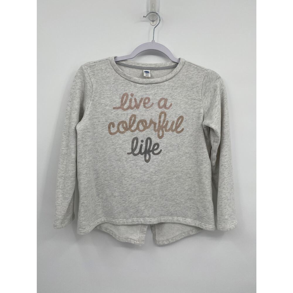 Old Navy Live A Colorful Life Statement Tee Gray Girl's Size Large 10-12